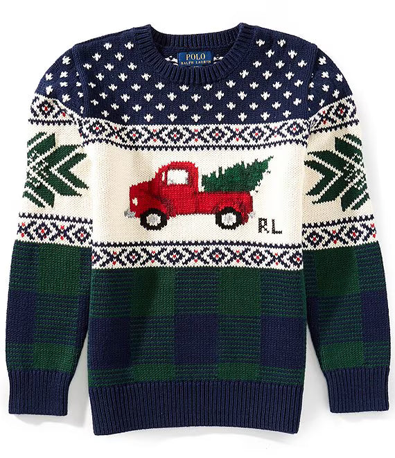 Boys Long-Sleeve Truck-Intarsia Christmas Sweater (EUC 3T)