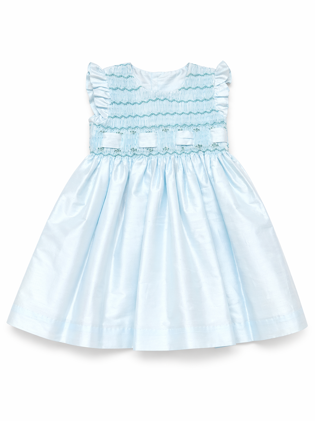 Blue Silk Smocked Dress with ribbon (Size: 2T) NWOT