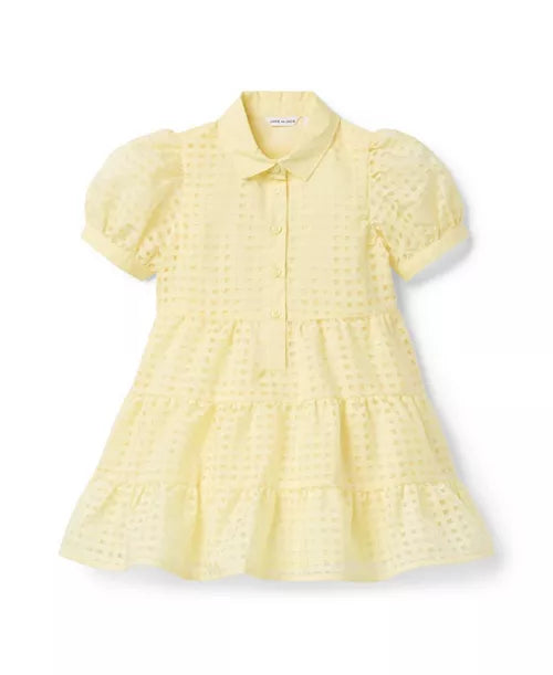 Girls' Checked Organza Yellow Dress (NWOT 12-18M)