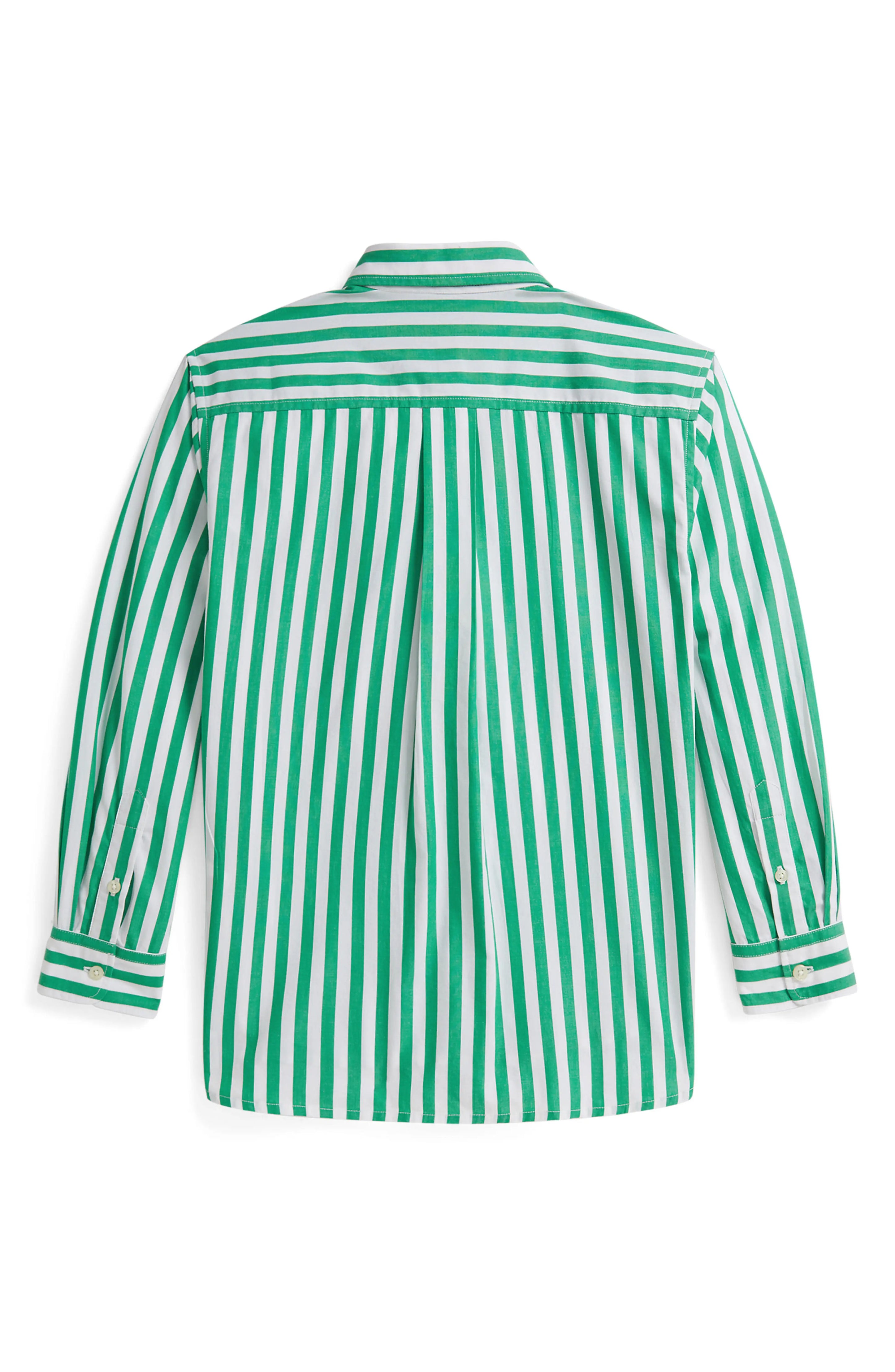Boys Stripe Cotton Poplin Button-Up Shirt (EUC 3T)