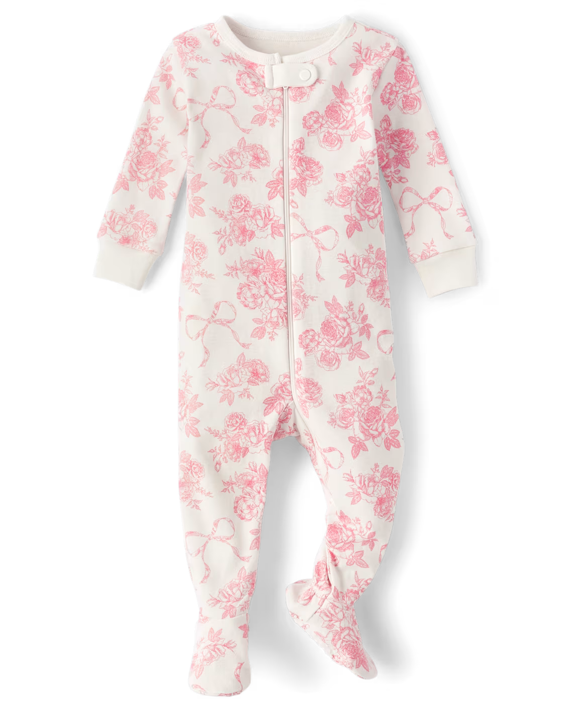 Floral Snug Fit Cotton Footed One Piece Pajamas (EUC 12-18M)