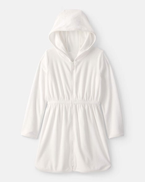 Girls Terry Long-Sleeve Cover Up - White (EUC 18m & 24M)