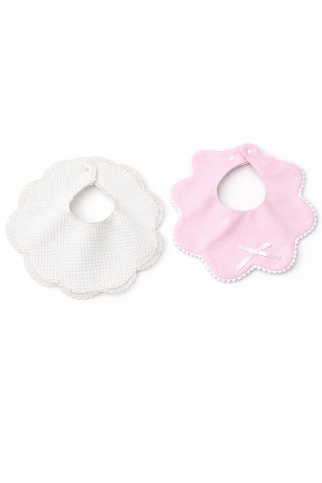 Pink and White Baby Bibs 2 Pack, EUC