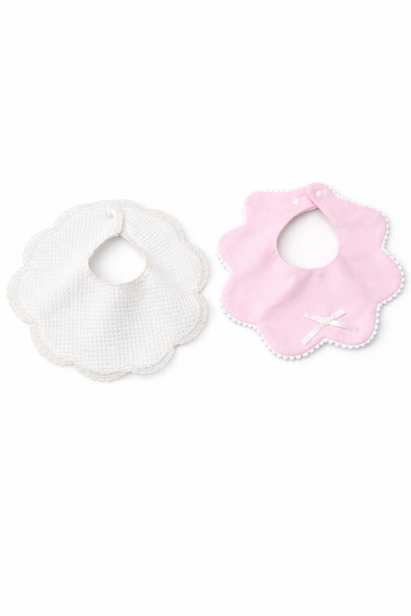 Pink and White Baby Bibs 2 Pack, EUC