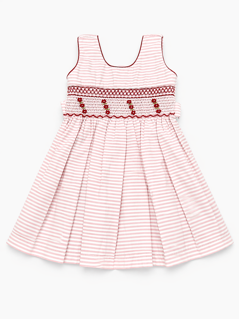 Striped Red Cotton Dress (Size: 2T) EUC