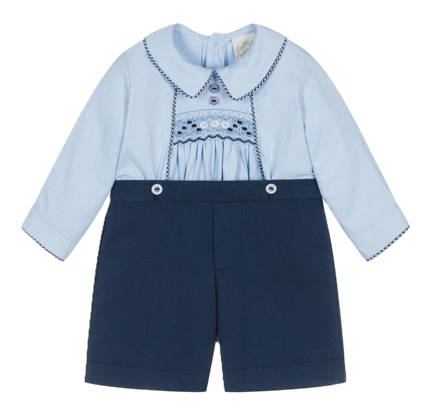 Pretty Originals Boys Blue Smocked Buster Suit (3T) NWT