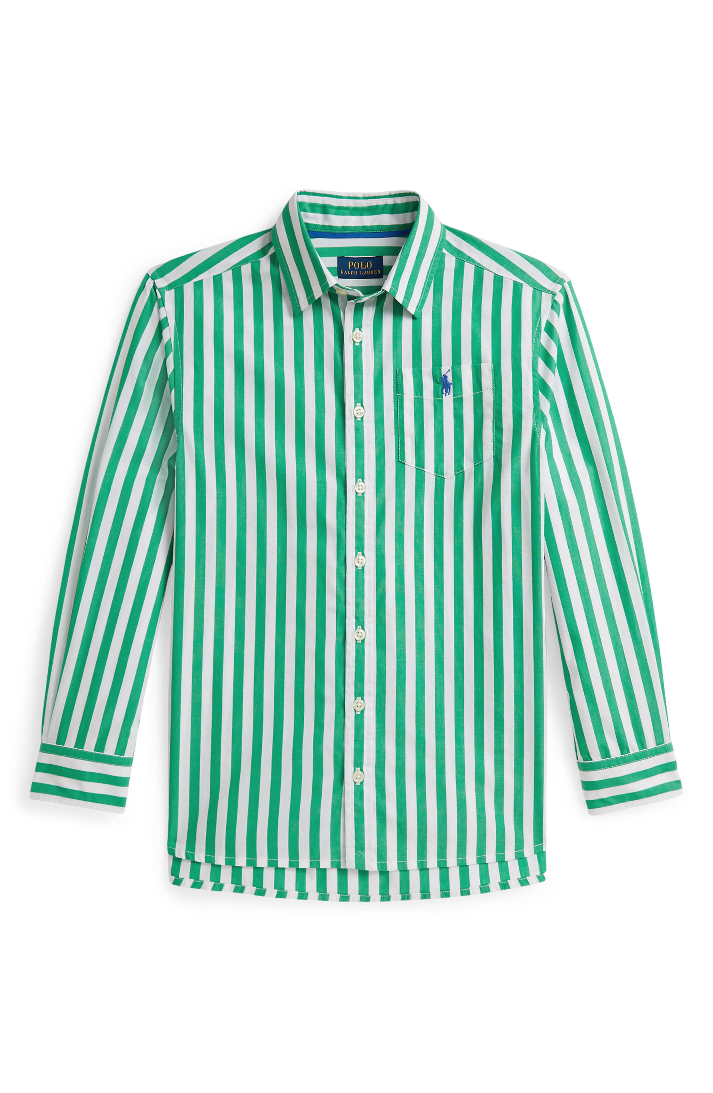 Boys Stripe Cotton Poplin Button-Up Shirt (EUC 3T)