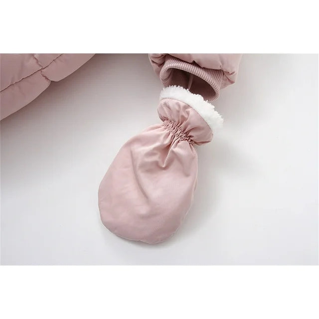 Baby Girl Winter Snowsuit Zipper Jumpsuit Hooded Snow (Pink, (12-18M) EUC