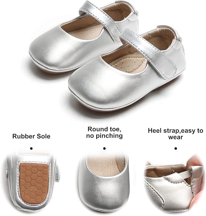 Baby Walking Shoes Moccasins Rubber Sole in (Size: 6-12M) EUC