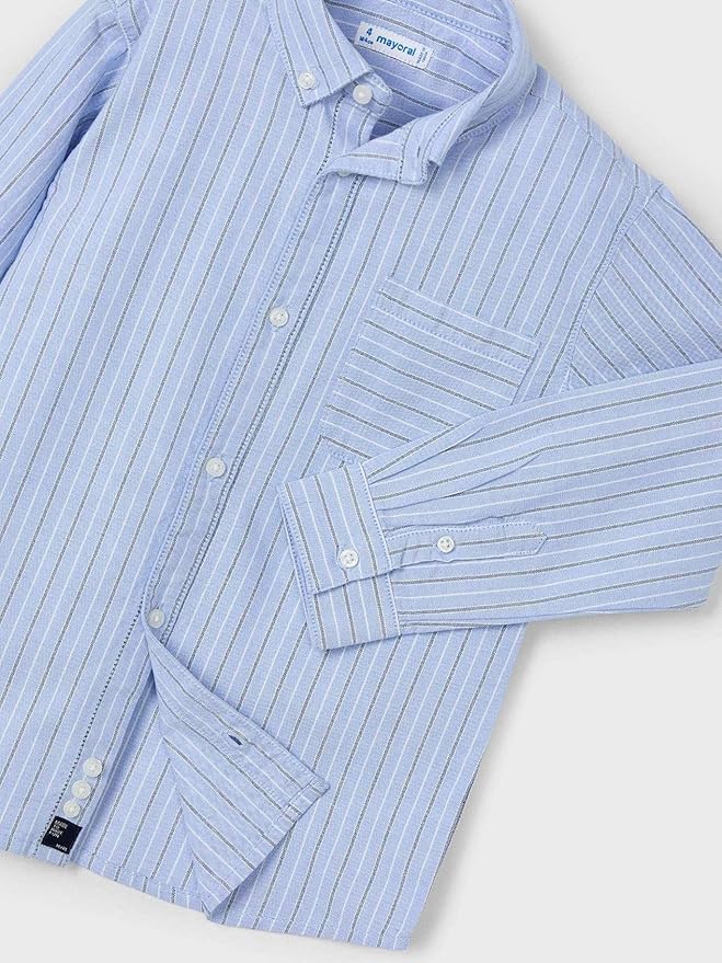 Mayoral L/s Stripes Oxford Shirt for Boys Sky Blue (Size: 3T) EUC