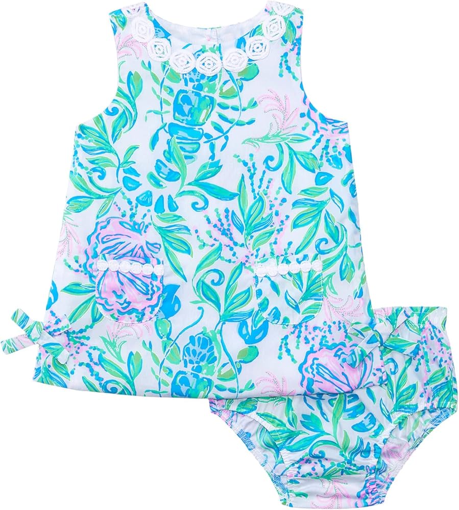Baby Lilly Shift Dress Green & Blue with bloomer (12-18M) NWOT