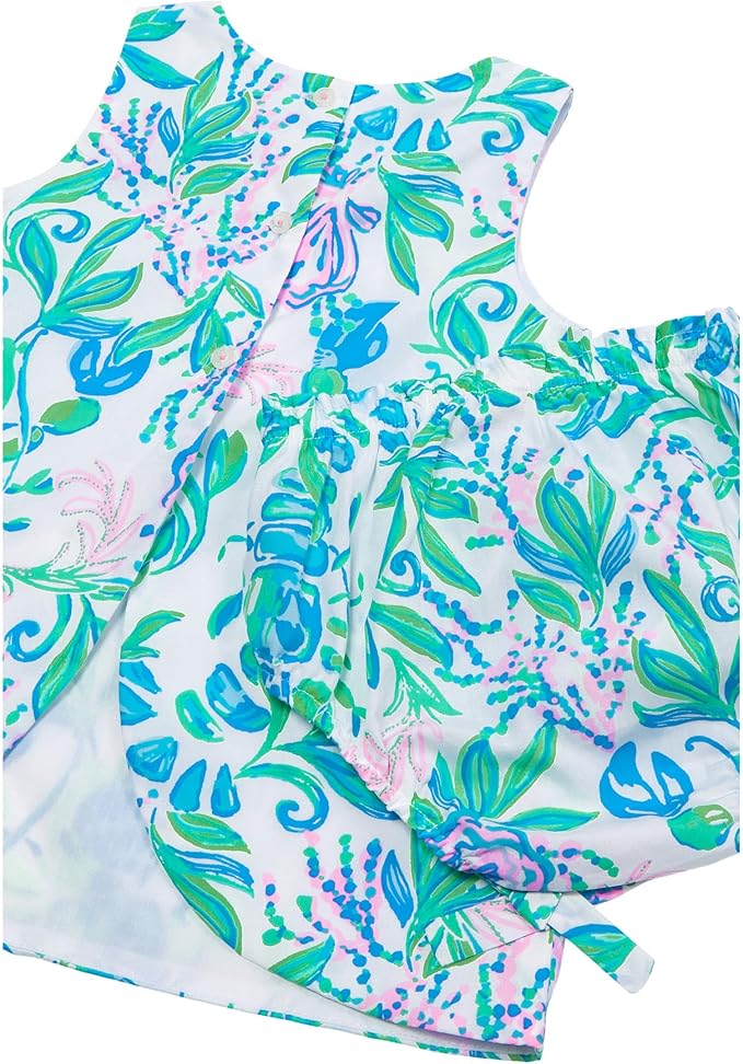 Baby Lilly Shift Dress Green & Blue with bloomer (12-18M) NWOT