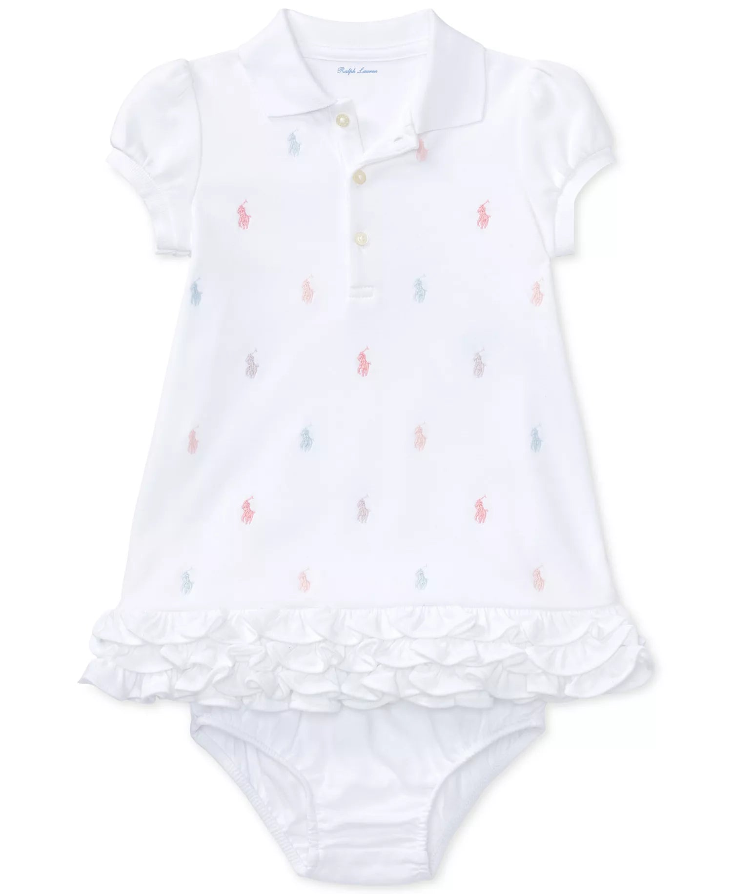 Girls Ruffled Pony Printed Polo Dress (NWT 12M)