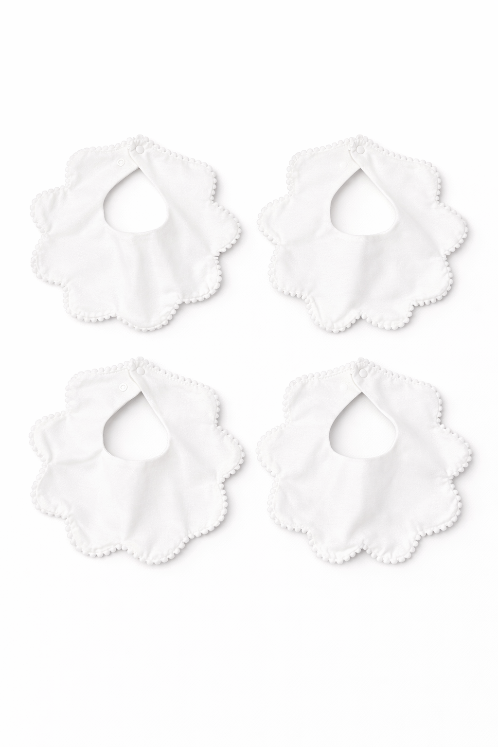 White Baby Bibs 4 Pack, EUC