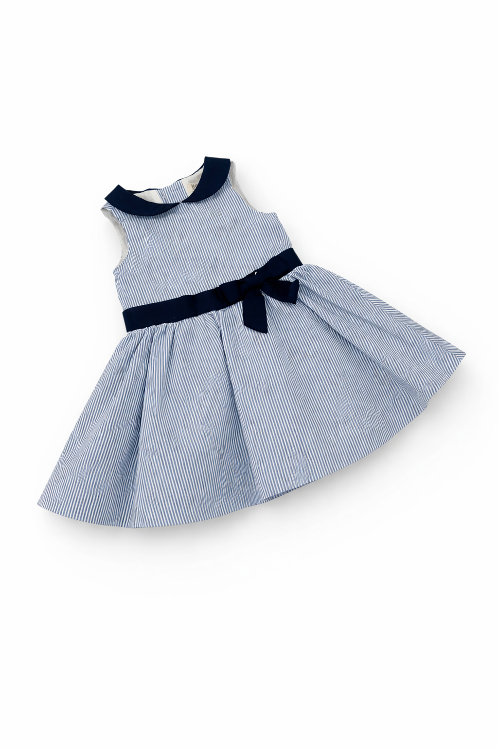 Baby Girls' Organic Peter Pan Collar Seersucker Blue (12-18M) EUC