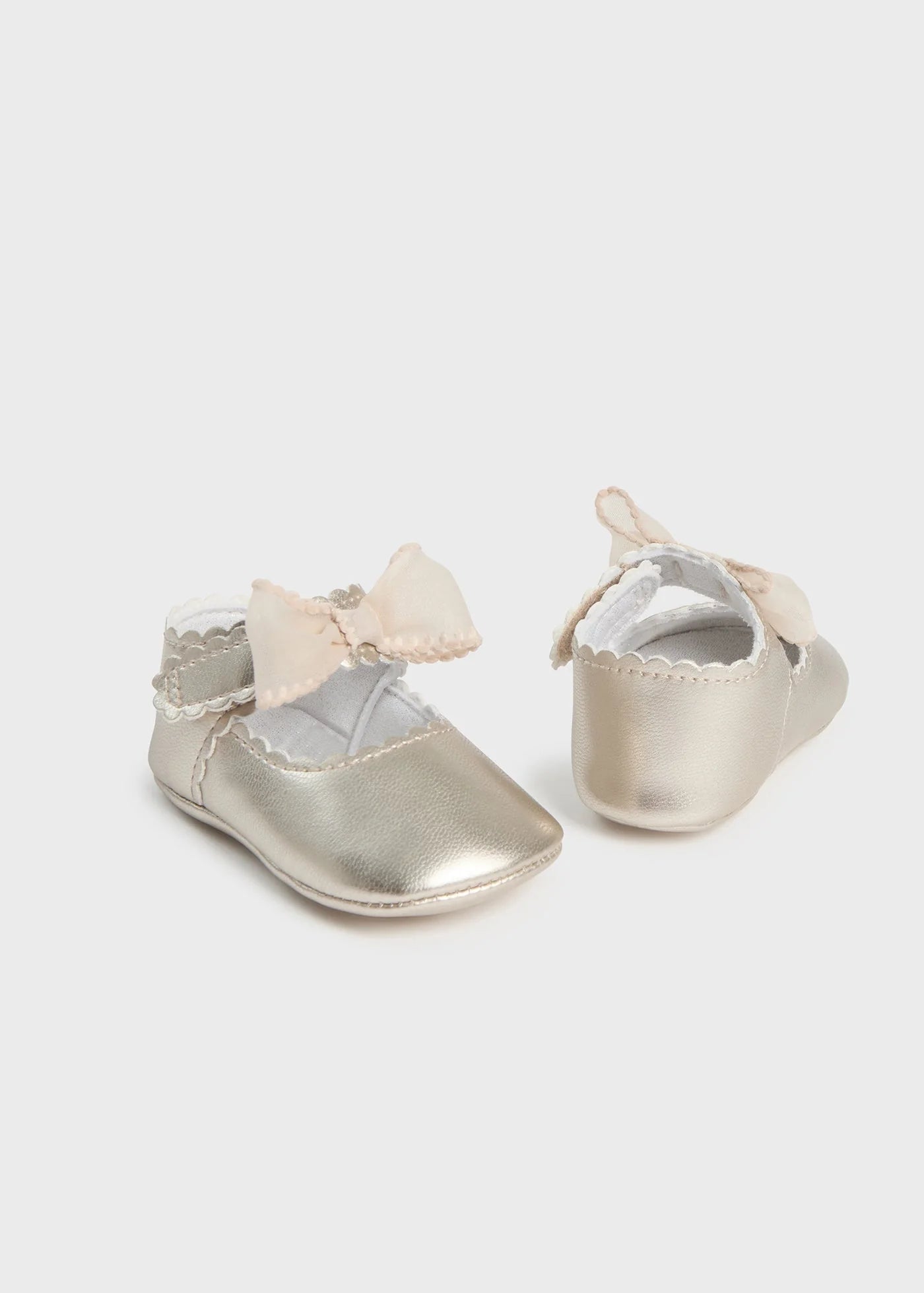 Bow Mary Jane For Newborn Girl - Champagne & Pink (Size 3-6M) EUC