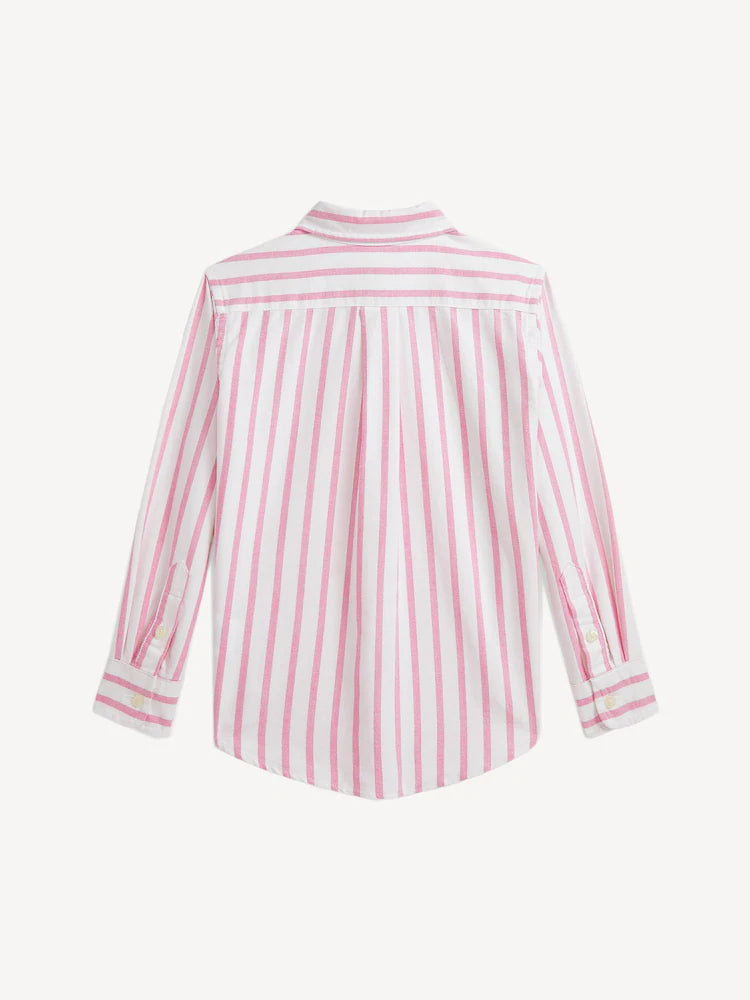 Polo Striped Oxford Shirt Pink/White (Size 3T) NWT
