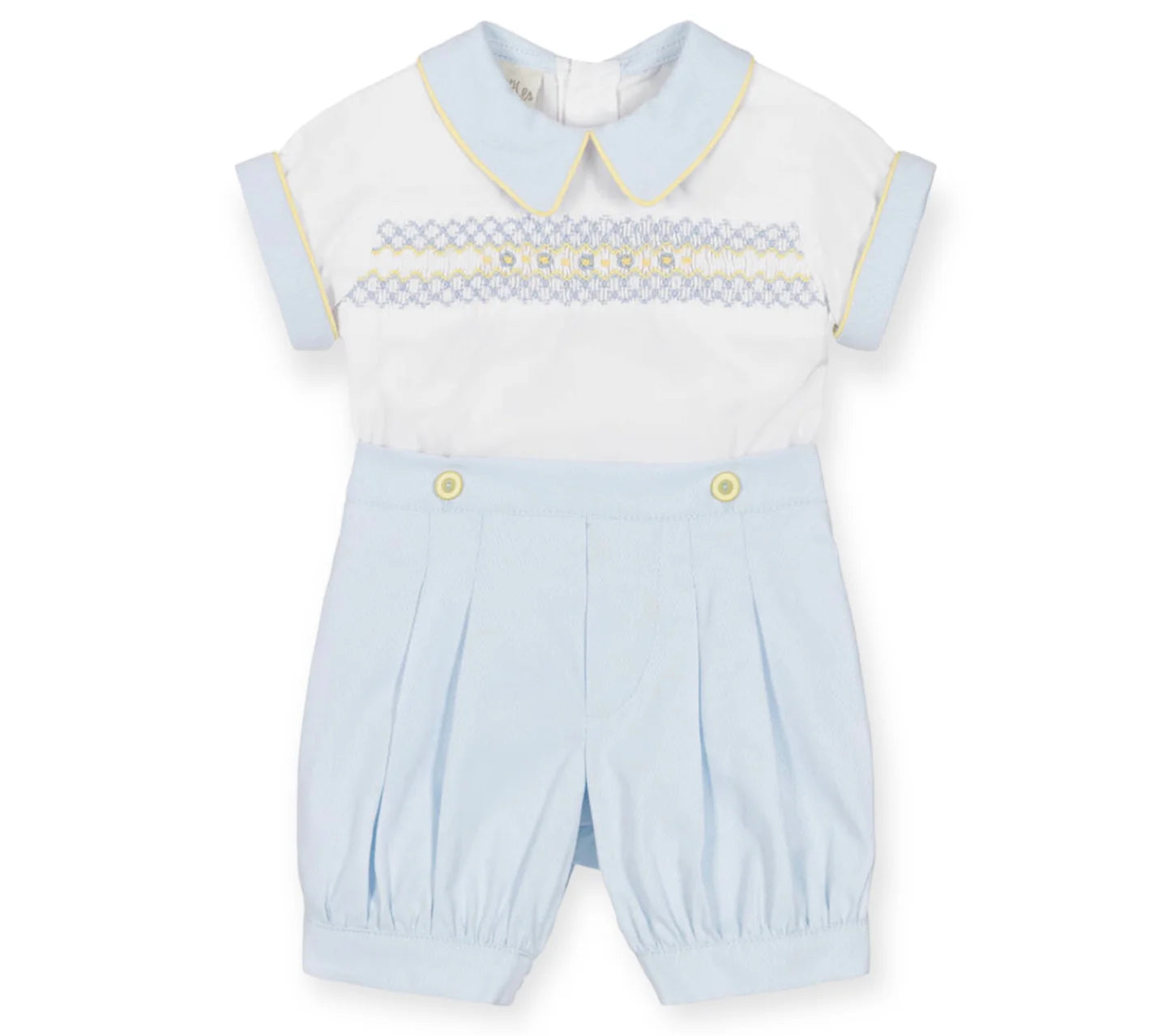 Pretty Originals Blue Lemon Smocked Buster Suit – Sweetpeas (3T) NWT