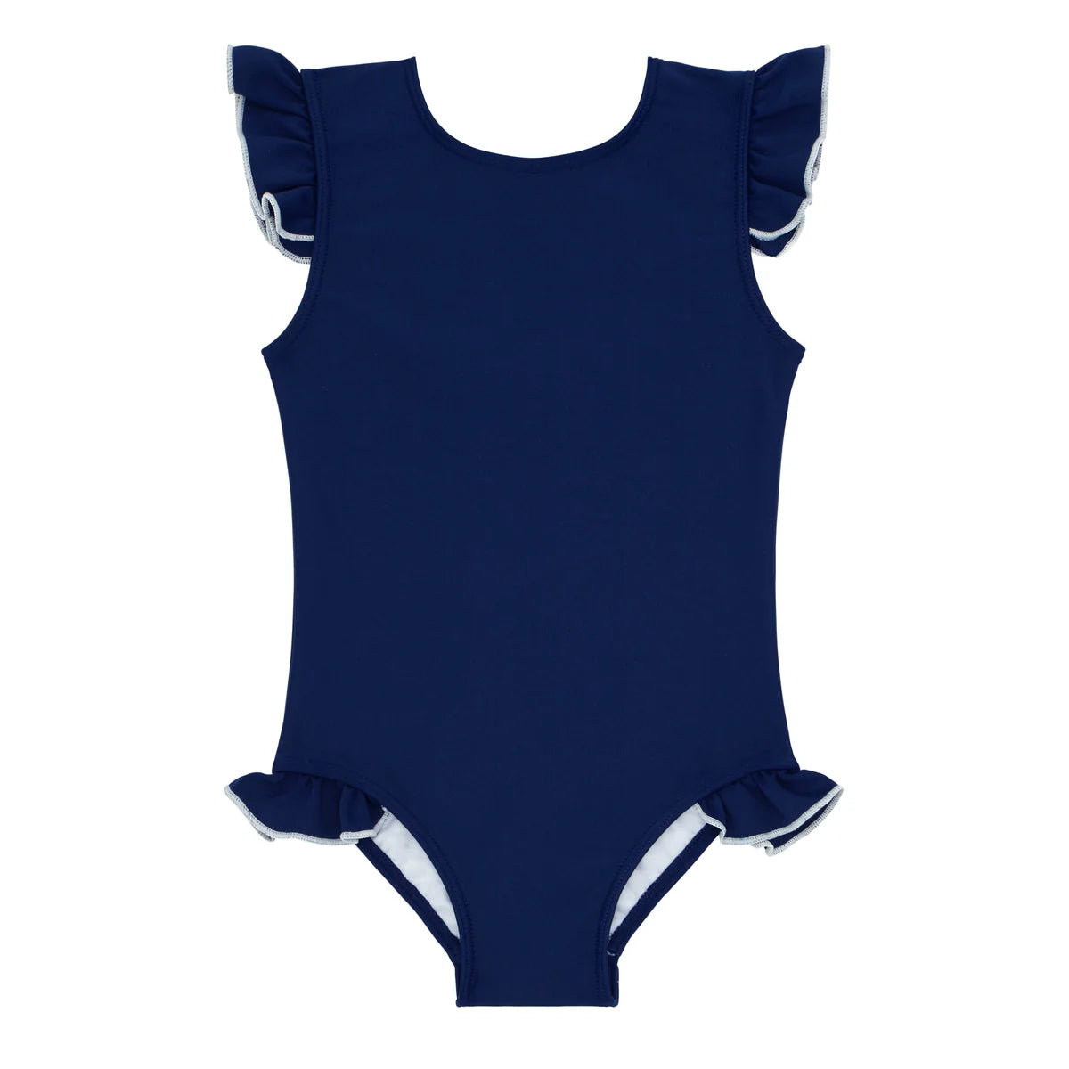 Navy With White Trim Ruffle Sleeve Rashguard one Piece (NWT 12M)