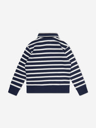 Boys Striped Half Zip Sweatshirt in Navy (3T) EUC