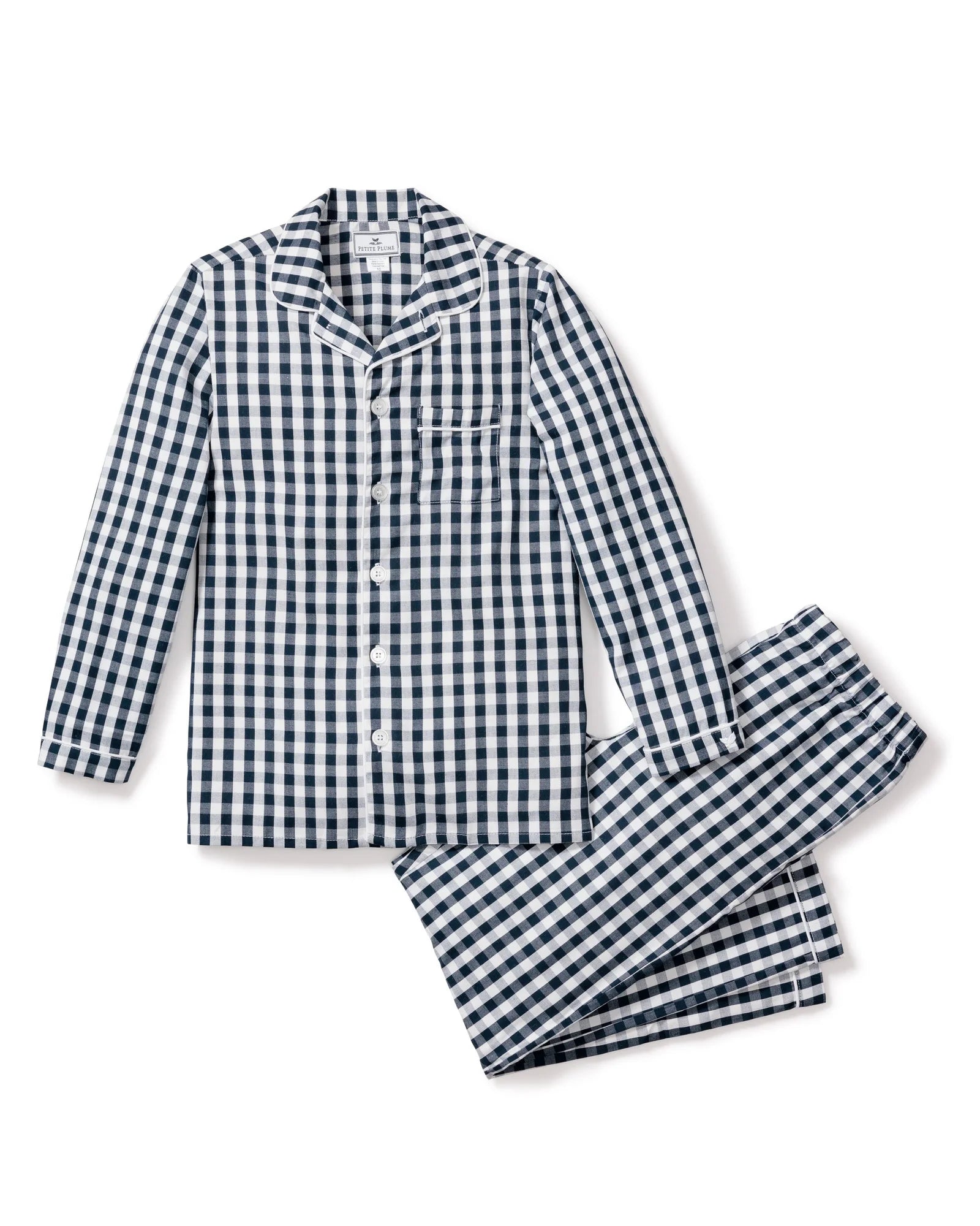 Kid's Twill Pajama Set in Navy Gingham (EUC 4T)