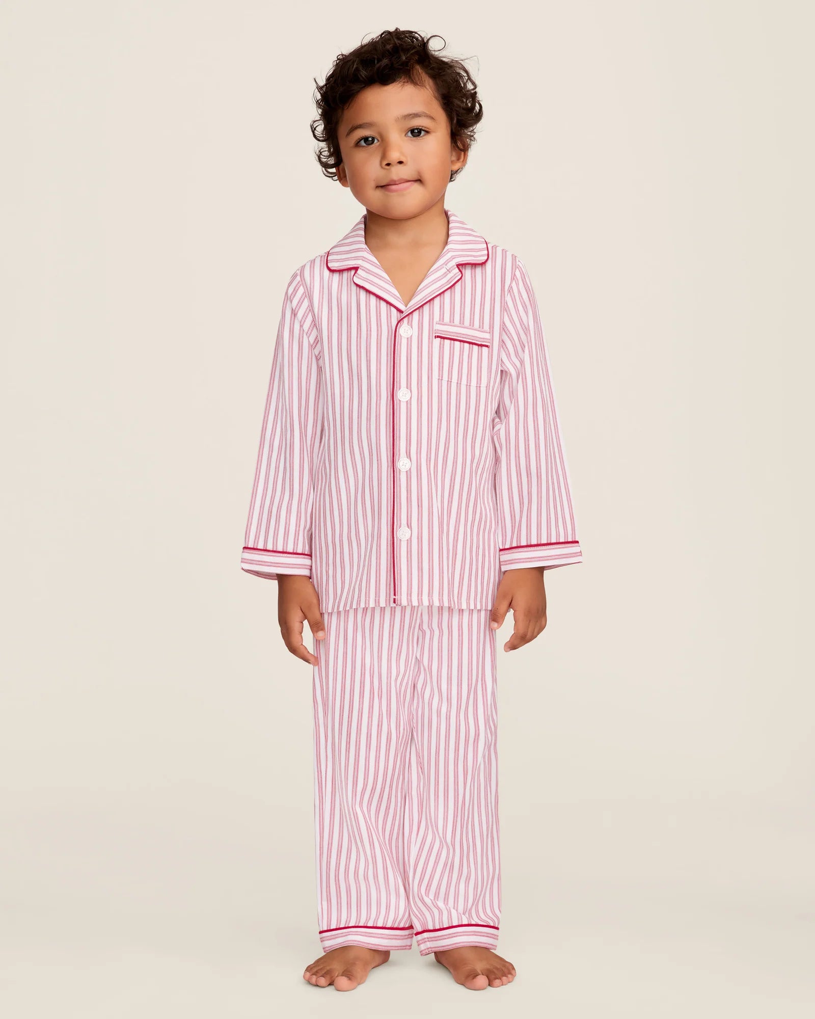 Kid's Twill Pajama Set in Multi Colors Ticking (Size 4T) EUC