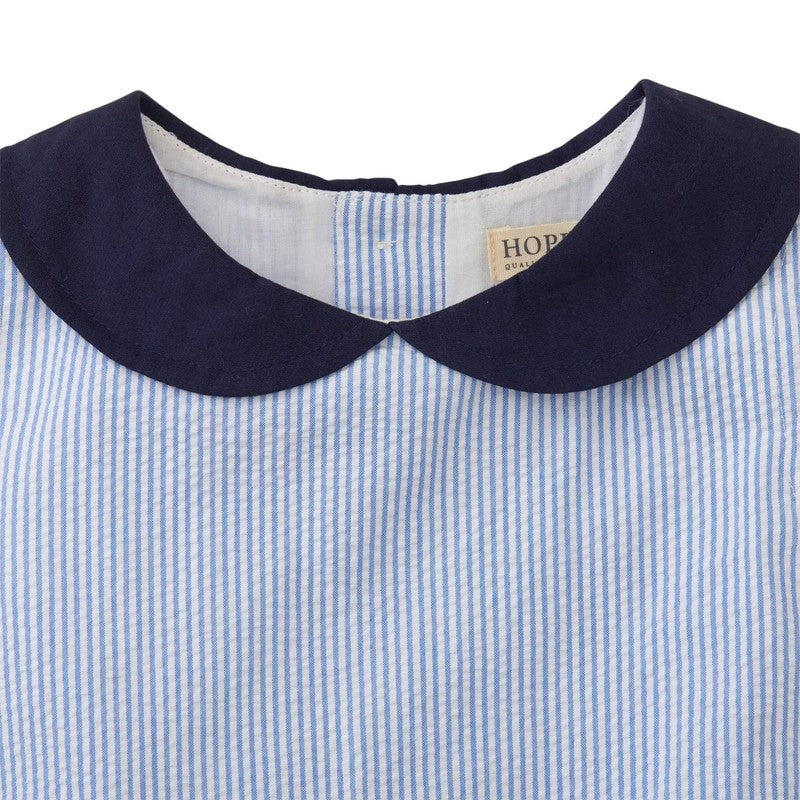Baby Girls' Organic Peter Pan Collar Seersucker Blue (12-18M) EUC