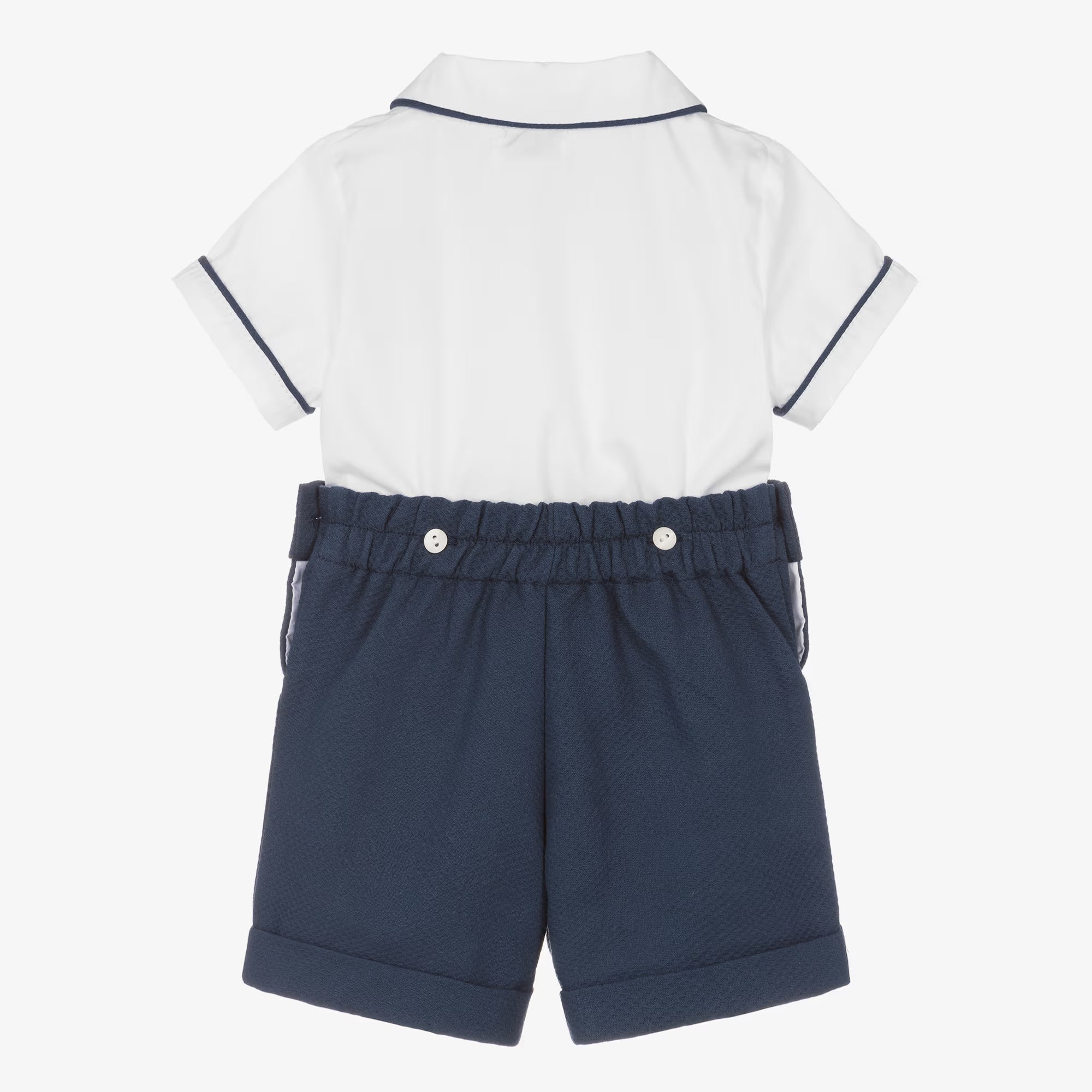 Boys Navy Blue & White Cotton Buster Suit (EUC 3T)