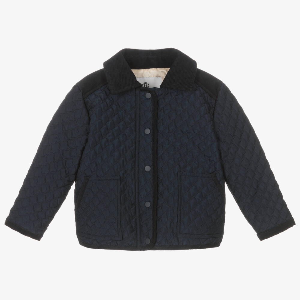 Boys Navy Quilted Coat (3T) EUC