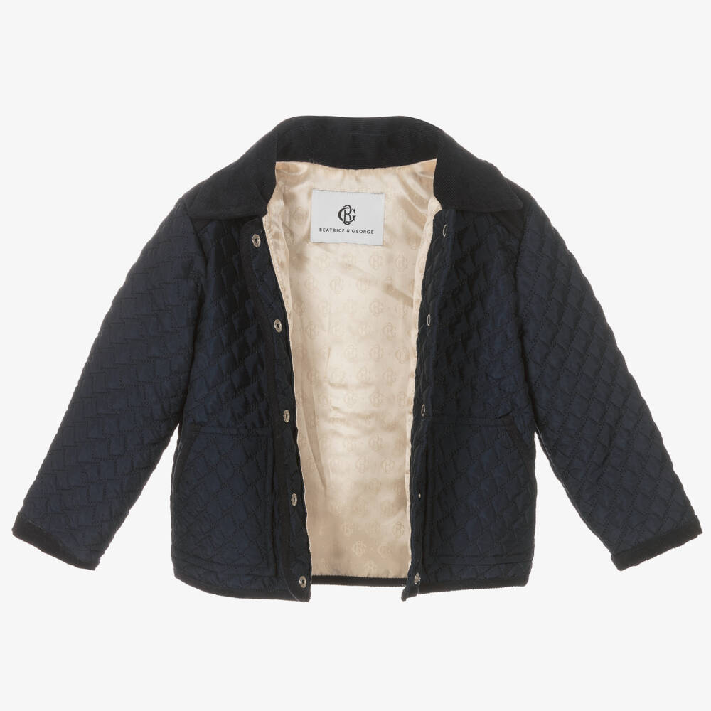Boys Navy Quilted Coat (3T) EUC
