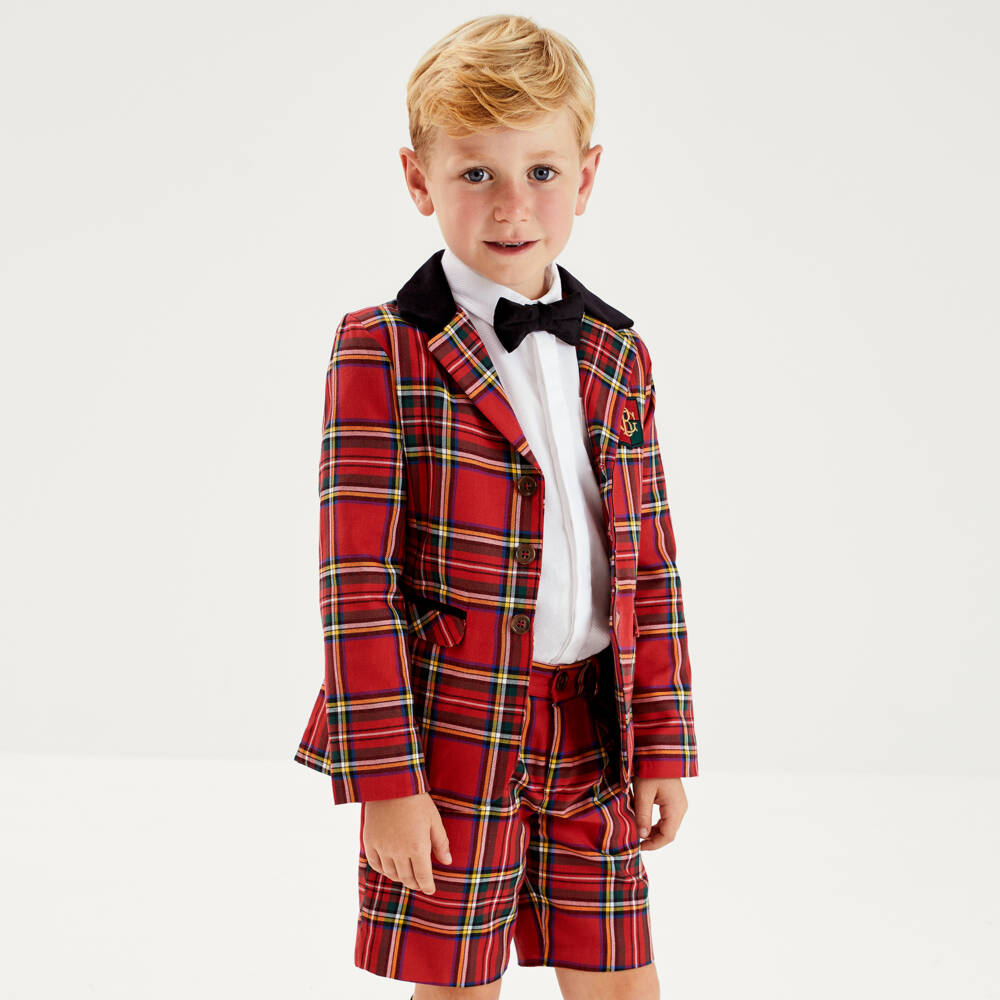 Boys Tartan Res Shorts Ensemble (3T) EUC