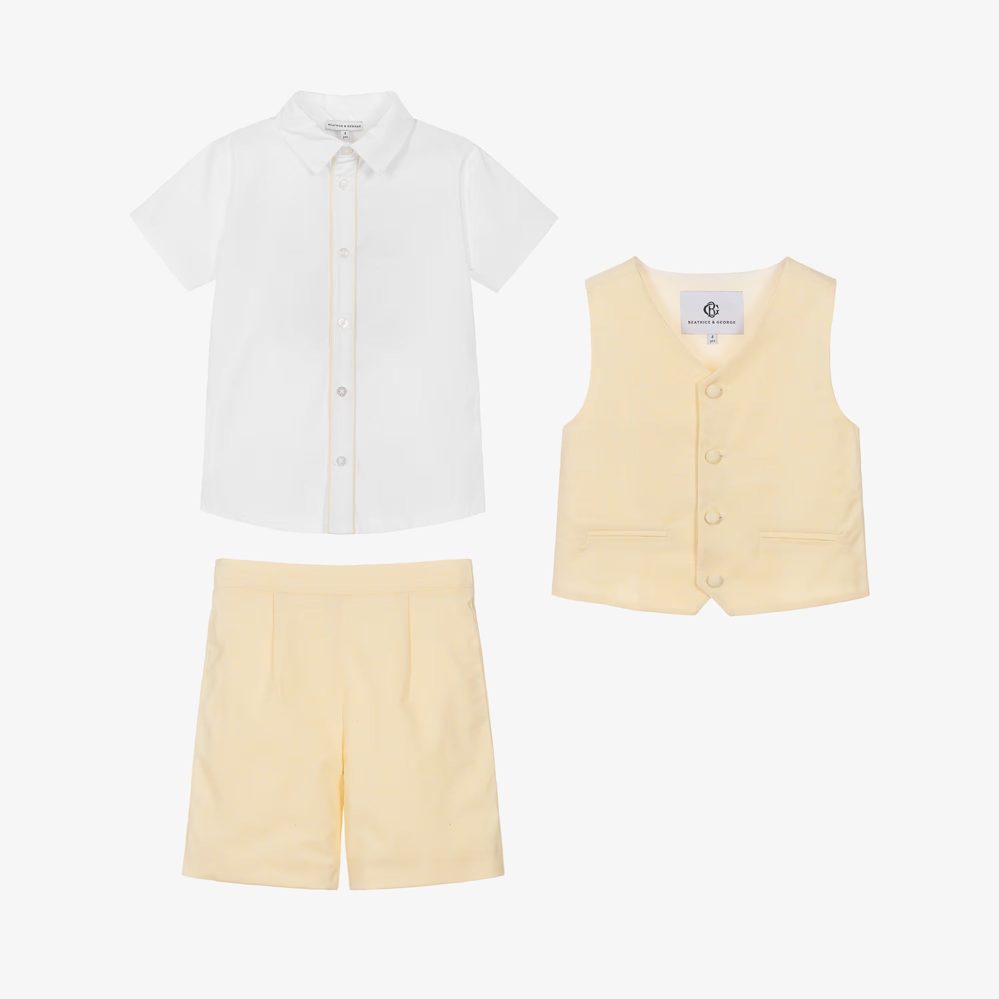 Boys Yellow Waistcoat & Shorts Suit ( NWOT 3T)