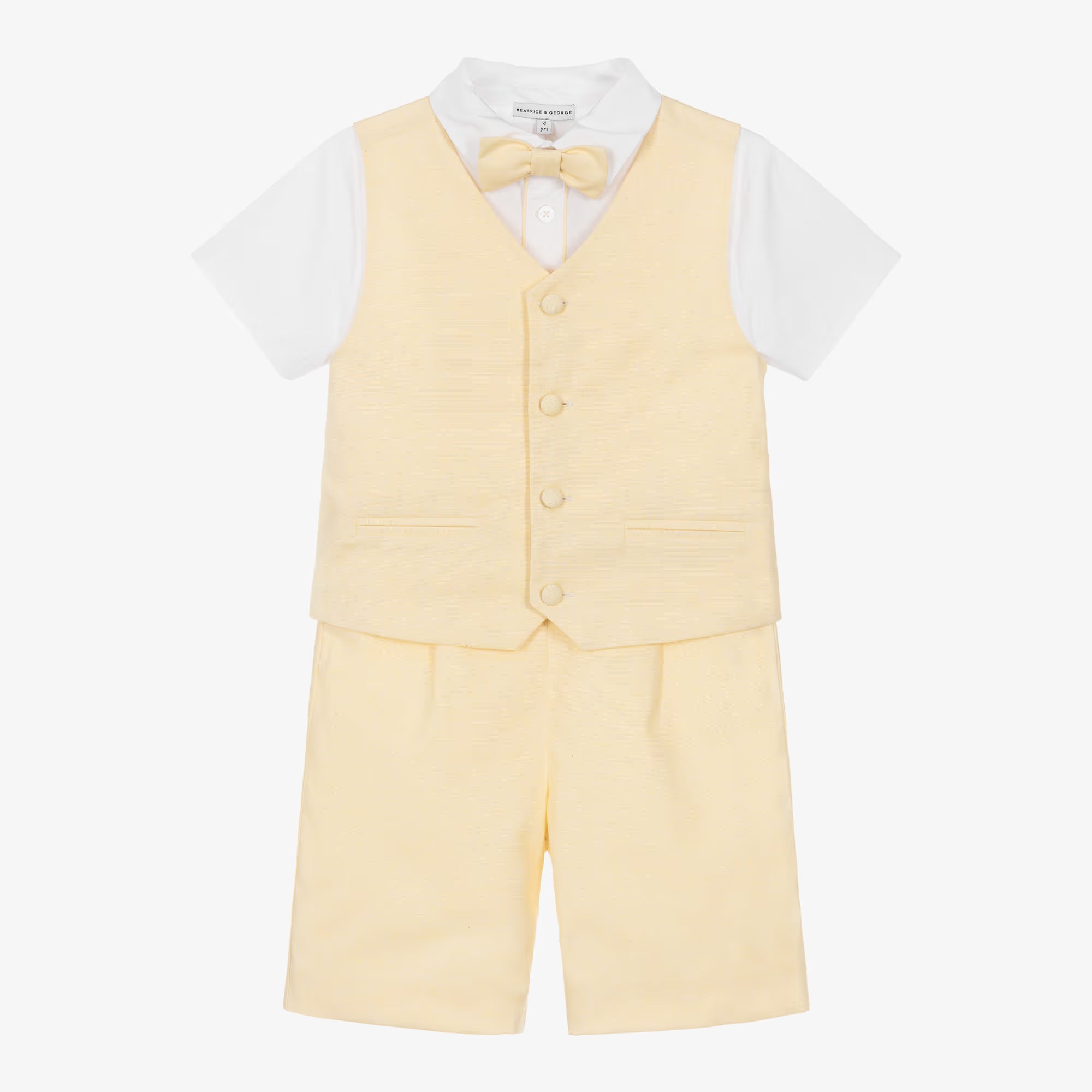 Boys Yellow Waistcoat & Shorts Suit ( NWOT 3T)