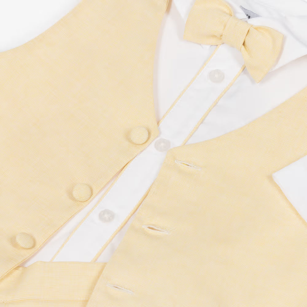 Boys Yellow Waistcoat & Shorts Suit ( NWOT 3T)