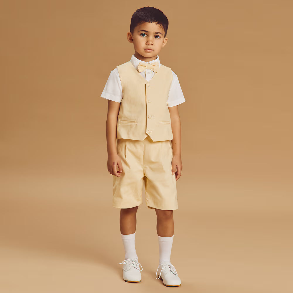Boys Yellow Waistcoat & Shorts Suit ( NWOT 3T)