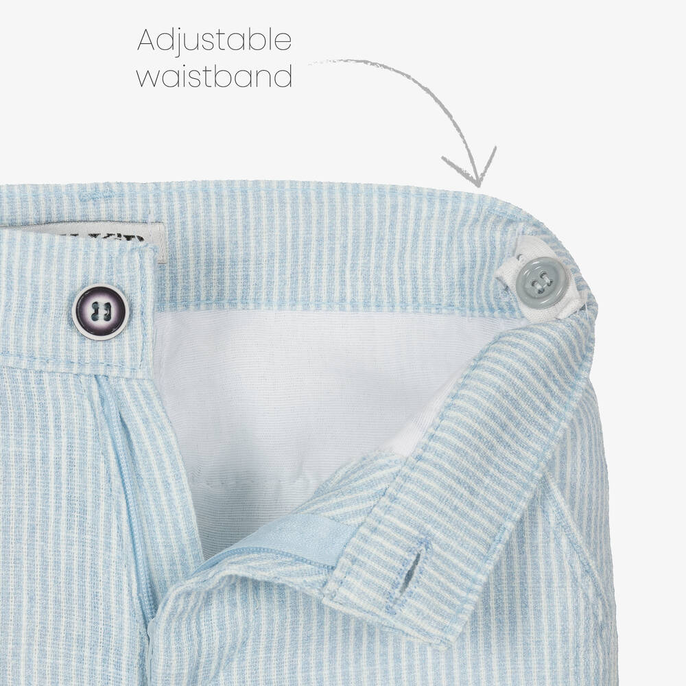 Boys Light Blue Stripe Cotton Shorts Suit (3T) EUC