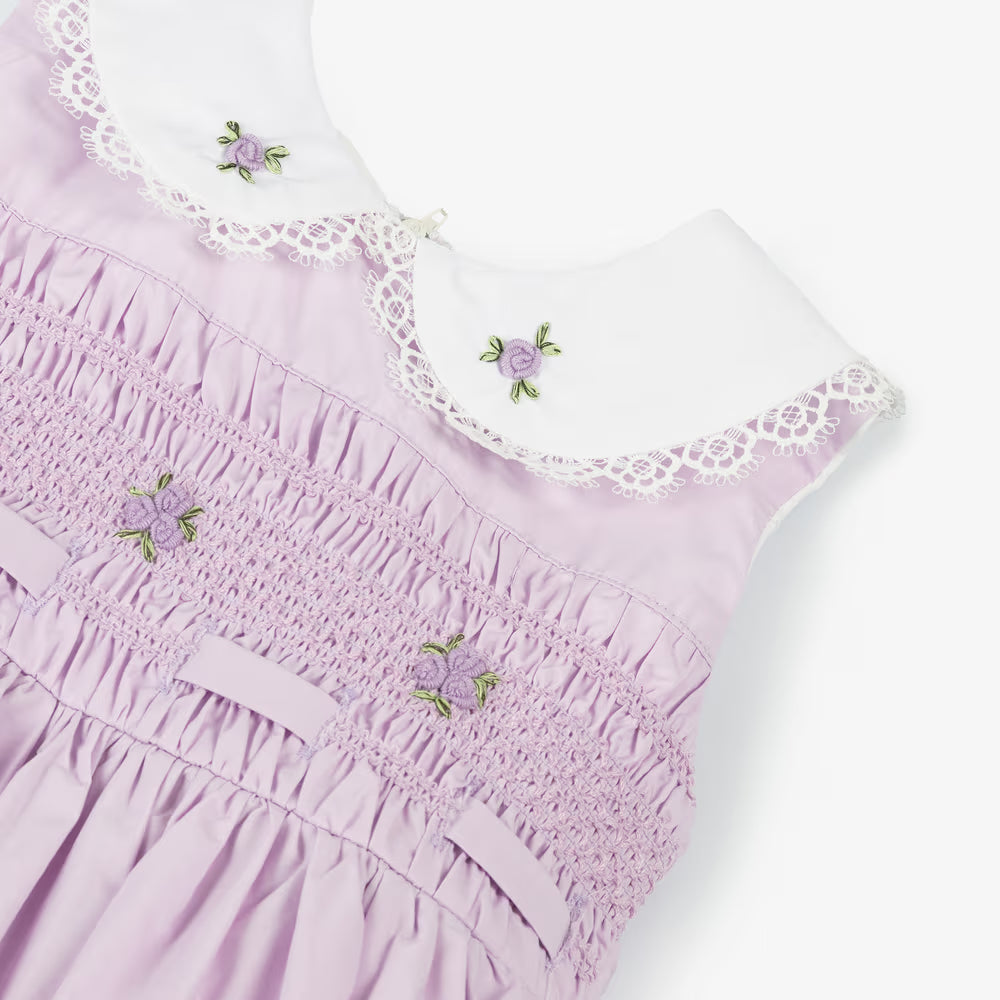 Girls Purple Cotton Smocked Dress (EUC 18-24M)