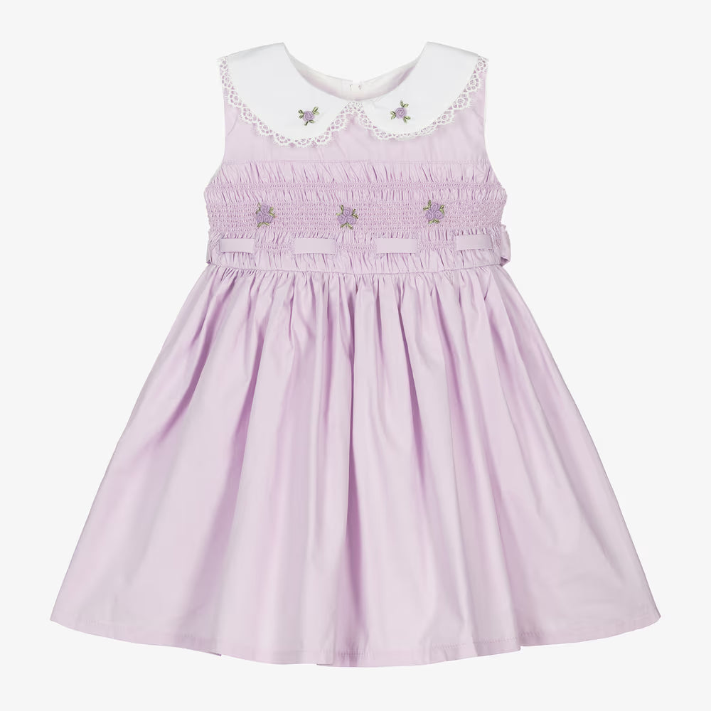 Girls Purple Cotton Smocked Dress (EUC 18-24M)