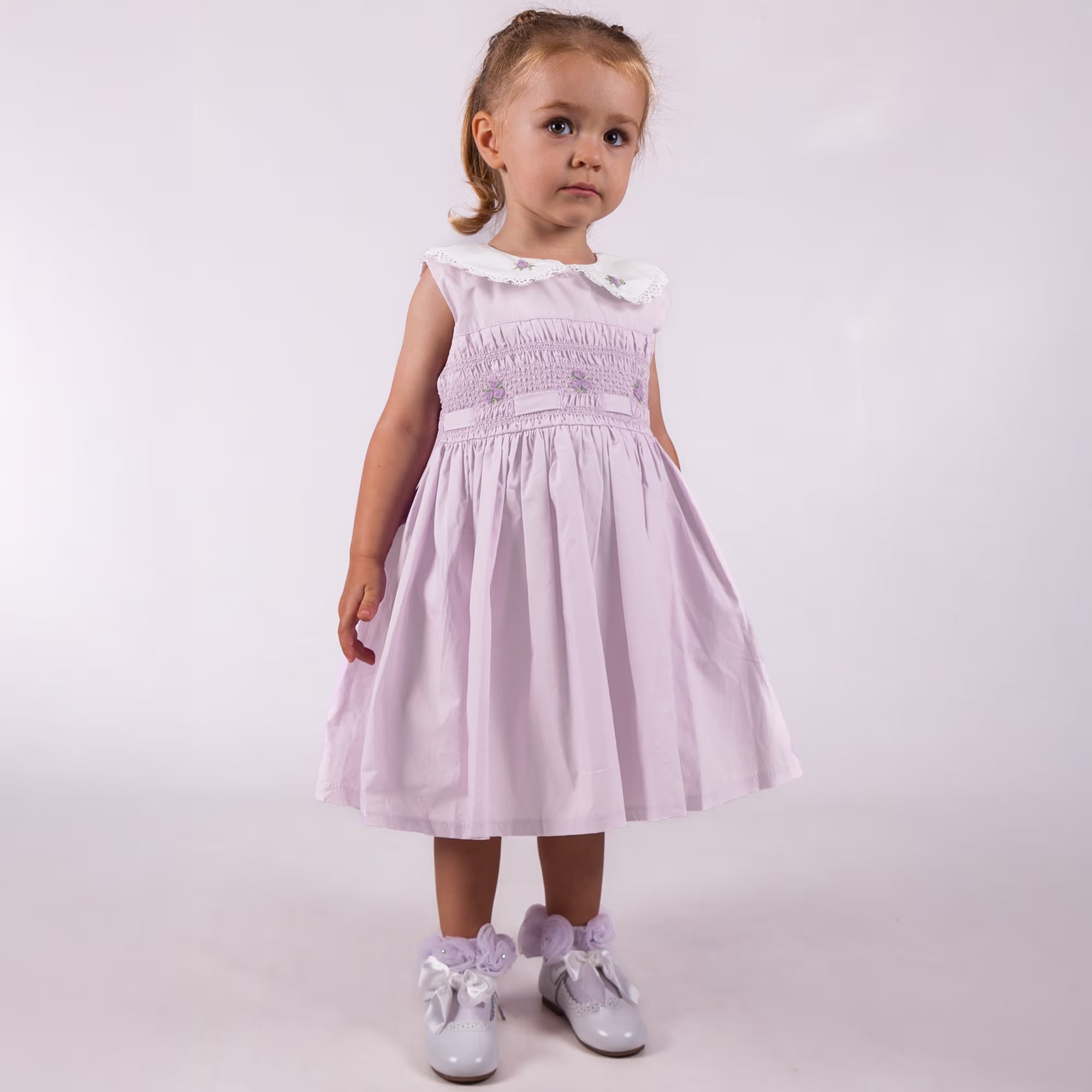 Girls Purple Cotton Smocked Dress (EUC 18-24M)