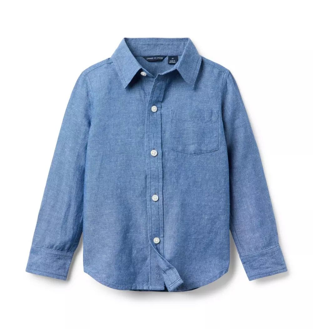 The Linen-Cotton Blue Shirt (EUC 3T)