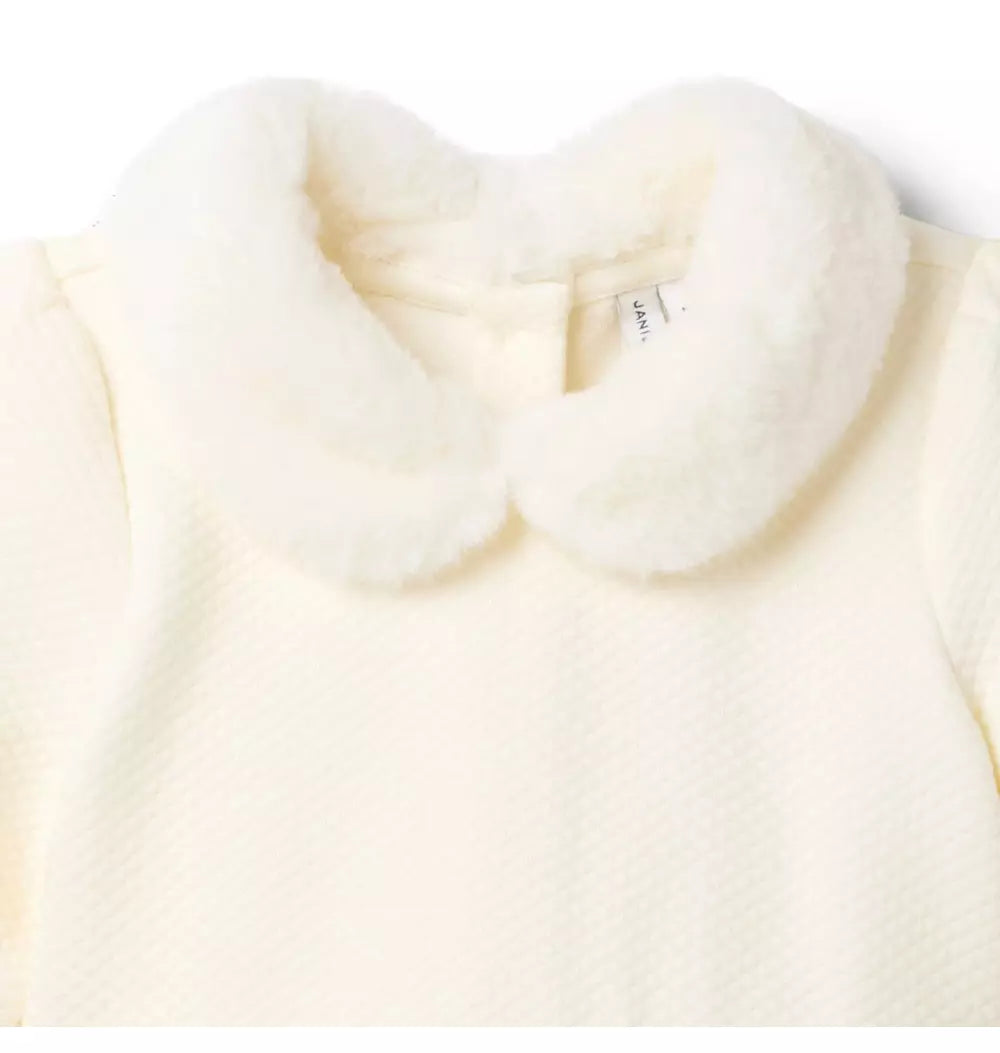 Quilted Faux Fur Collar Dress (Size 18-24M) EUC