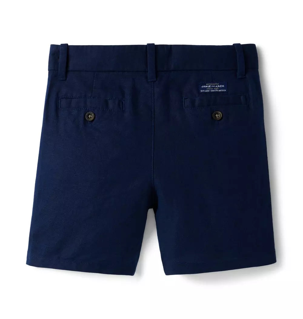 Linen-Cotton Navy Short (NWOT 3T)
