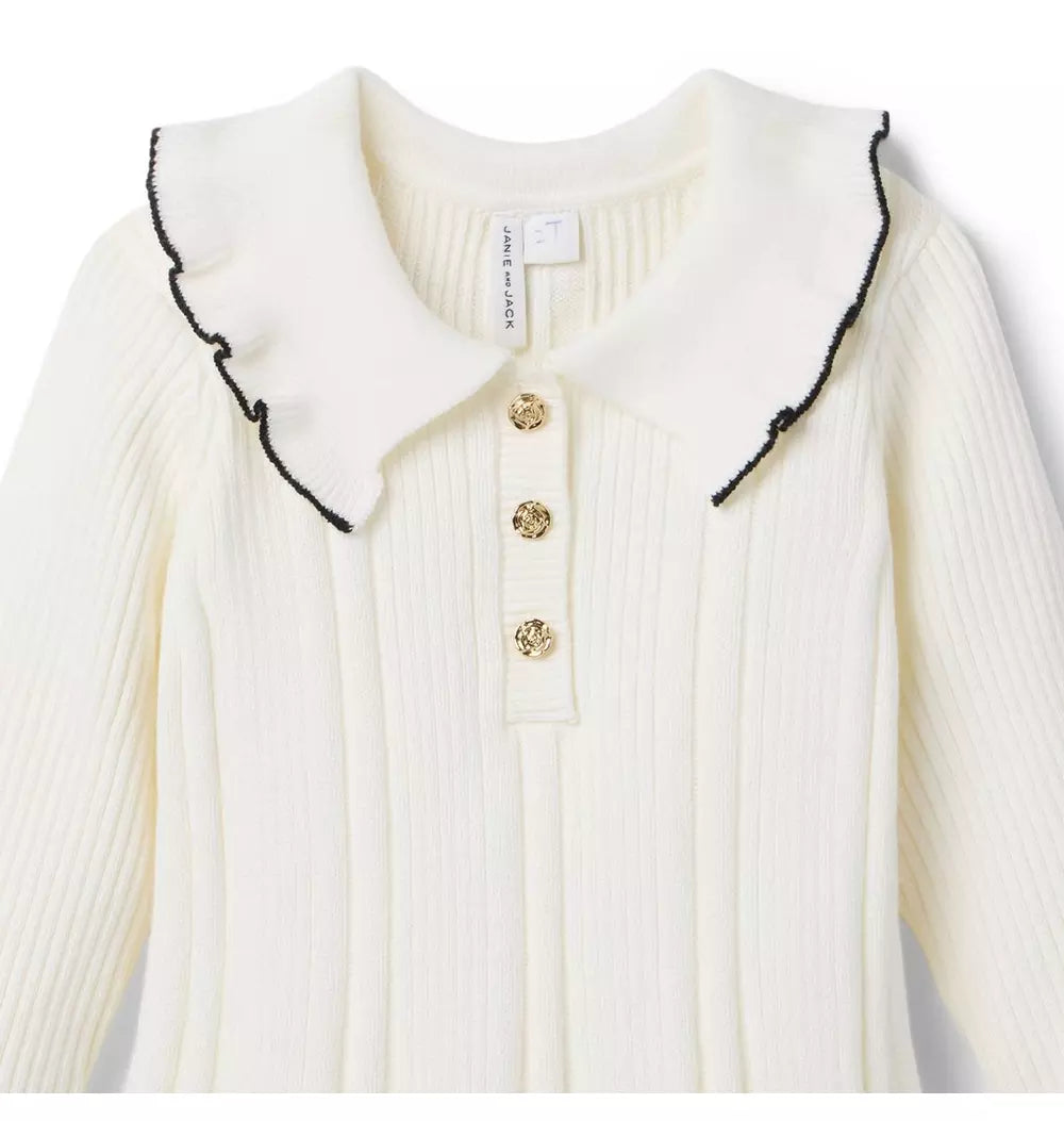 Ribbed Sweater Ivory Dress (Size 18-24M) NWOT