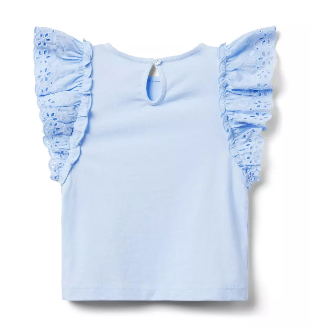 Eyelet Flutter Sleeve Top (EUC 12-18M)