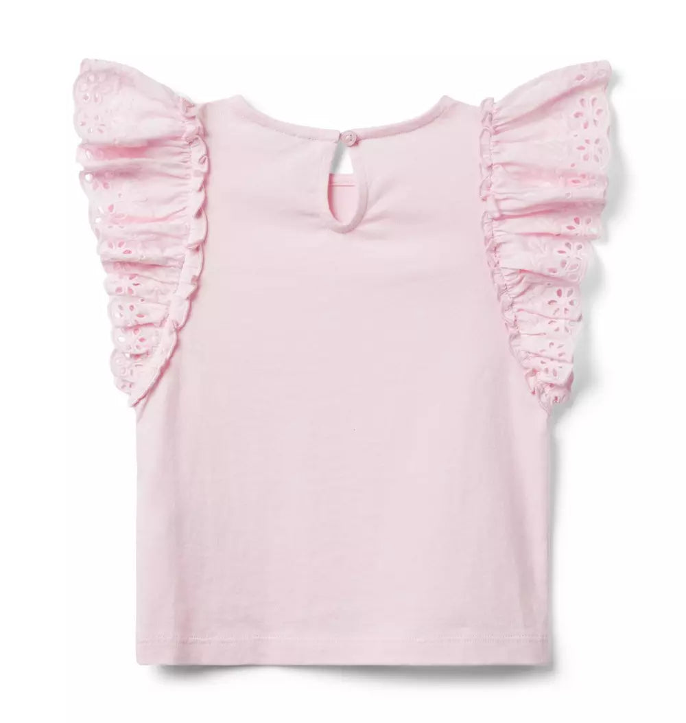 Eyelet Flutter Sleeve Top (EUC 12-18M)