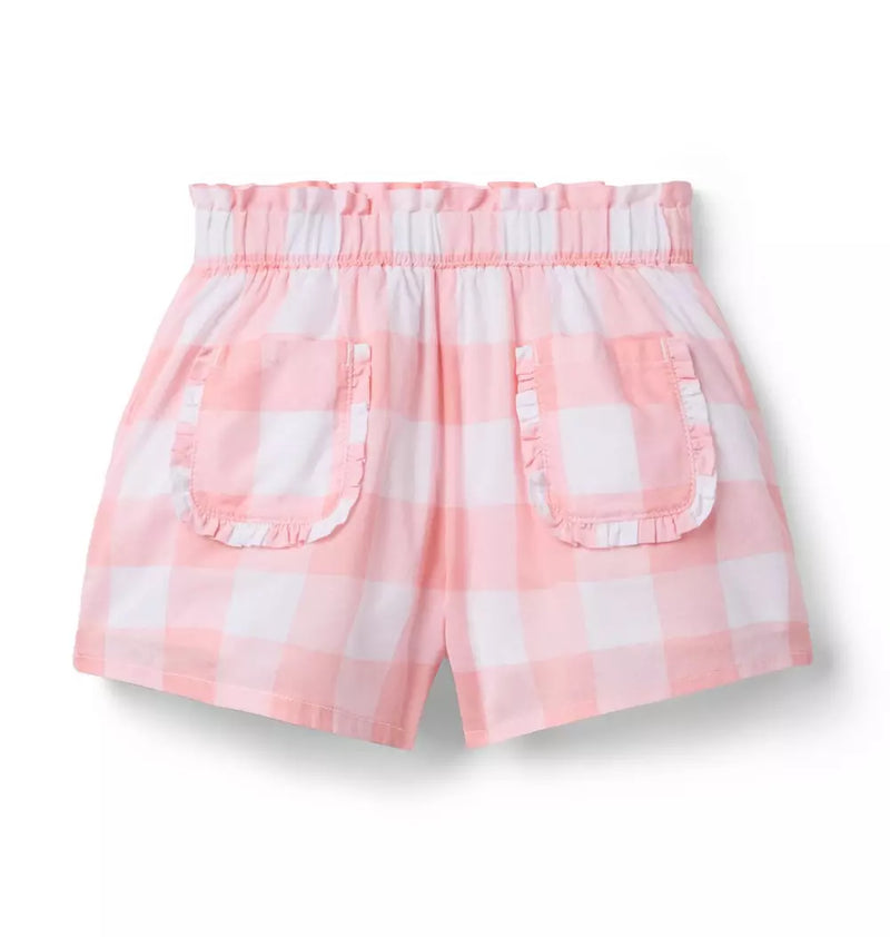 Gingham Ruffle Pocket Short (NWOT 12-18M)