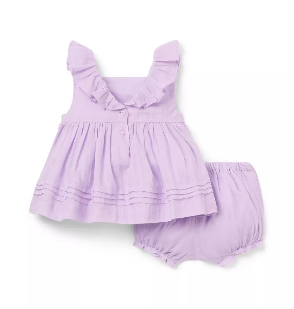 Baby Ruffle Pintuck Matching Set (EUC 18-24)