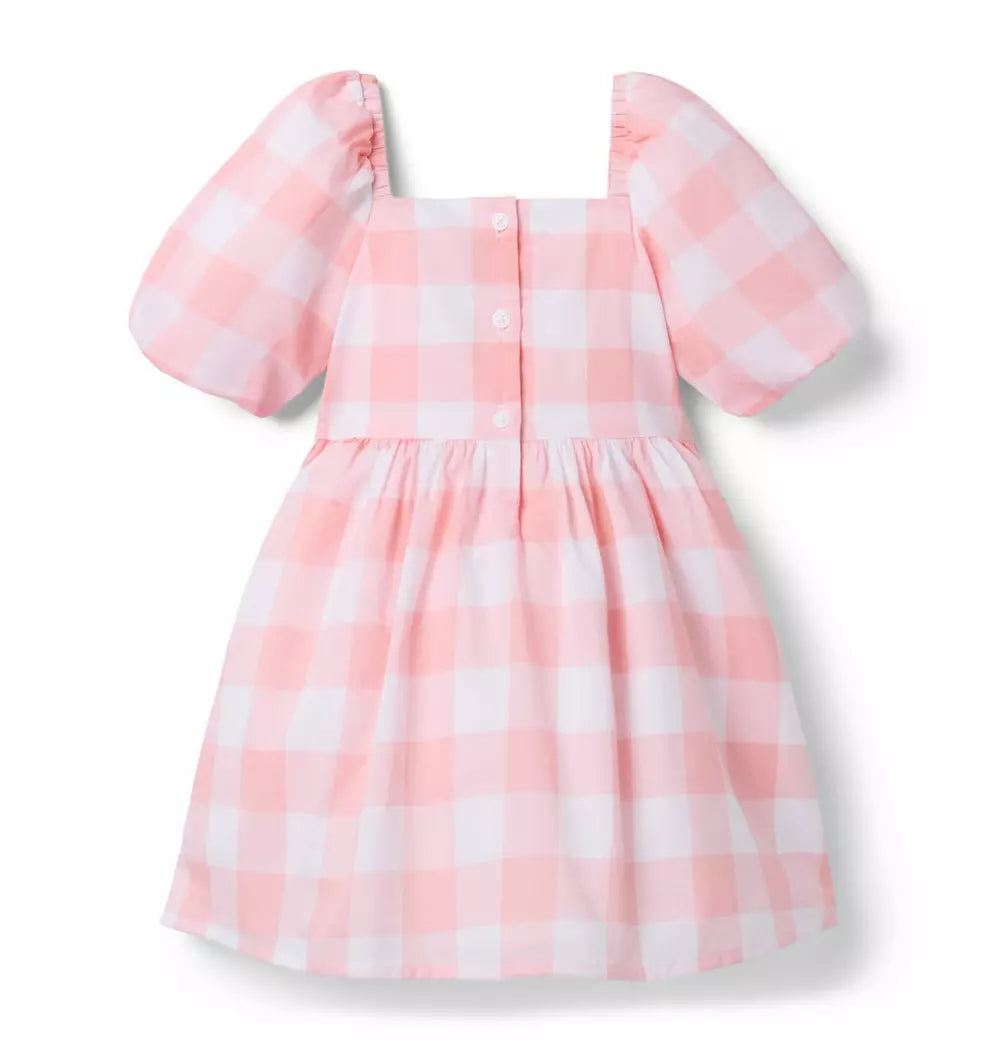 Gingham Puff Sleeve Dress Pink (EUC 12-18M)