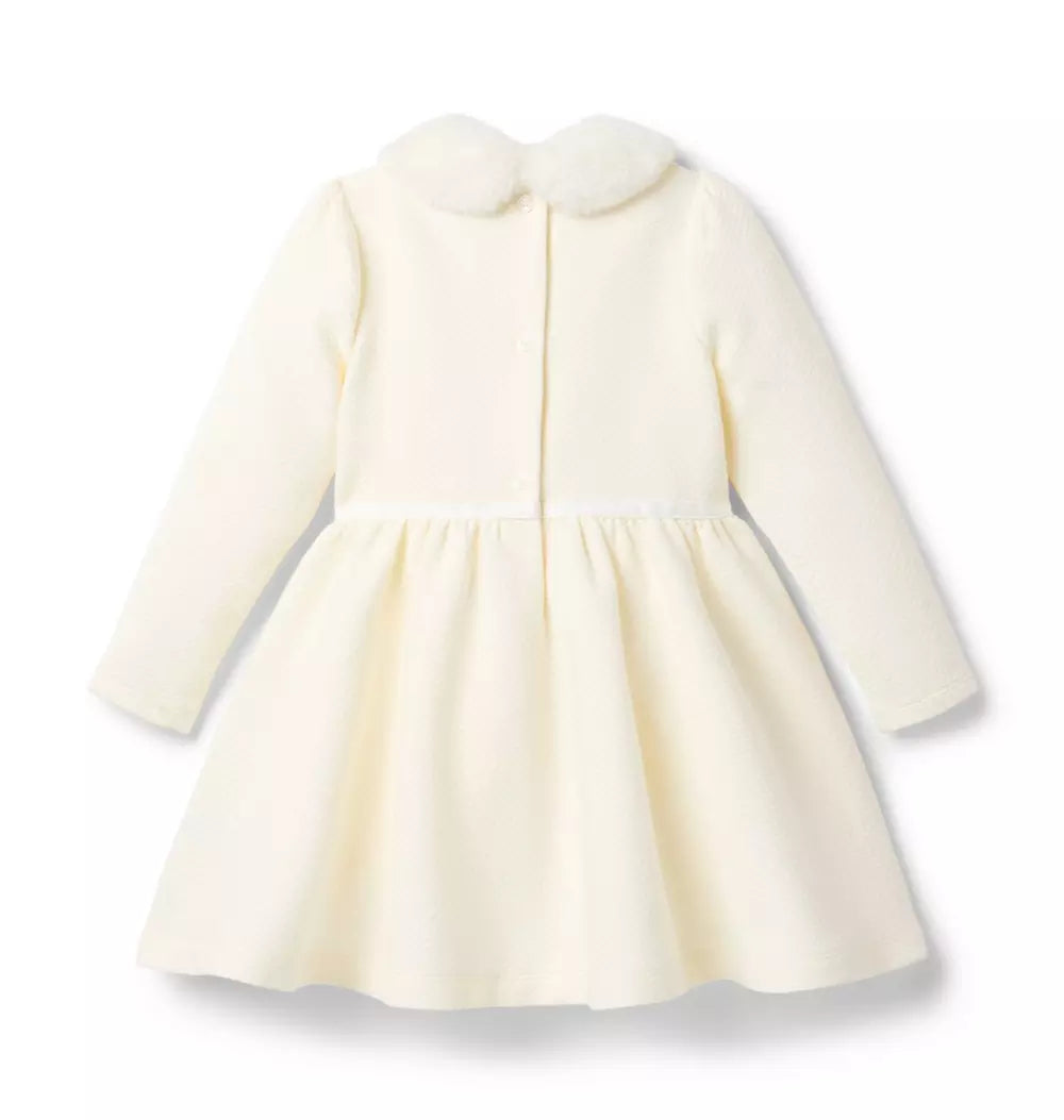 Quilted Faux Fur Collar Dress (Size 18-24M) EUC