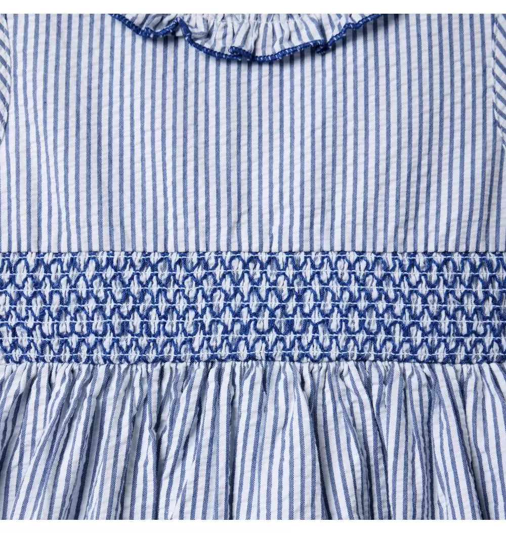 Striped Seersucker Ruffle Collar Dress (18-24M) EUC